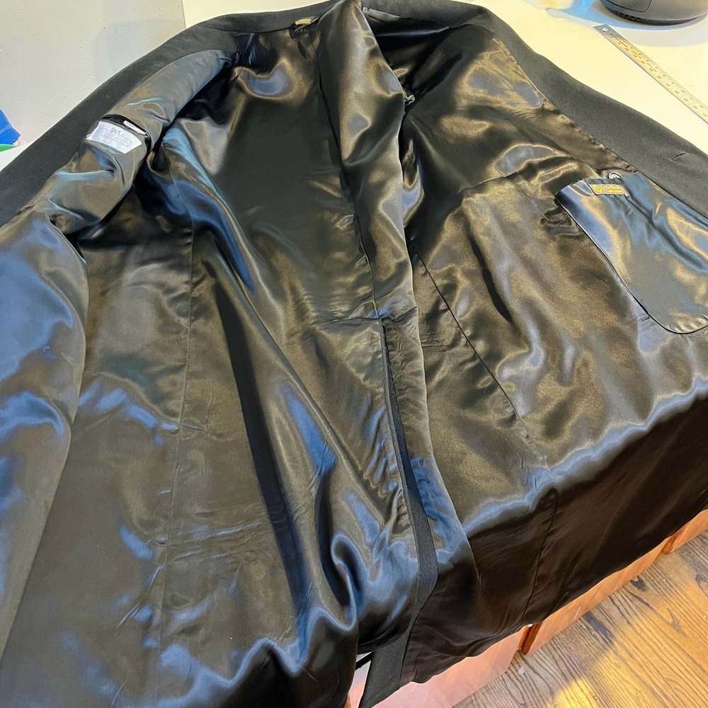 Bloomingdale's Loro Piana 100% Cashmere Double Breasted Overcoat Black 46R USA‎ - Picture 13 of 16